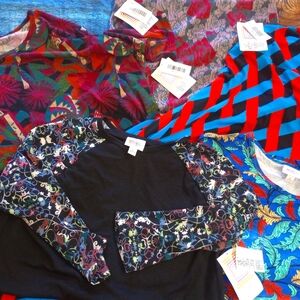 5 Lularoe: 2 Imma Shirt, One Cassie Skirt, One Maxi Dress, One Randy Shirt - Sm